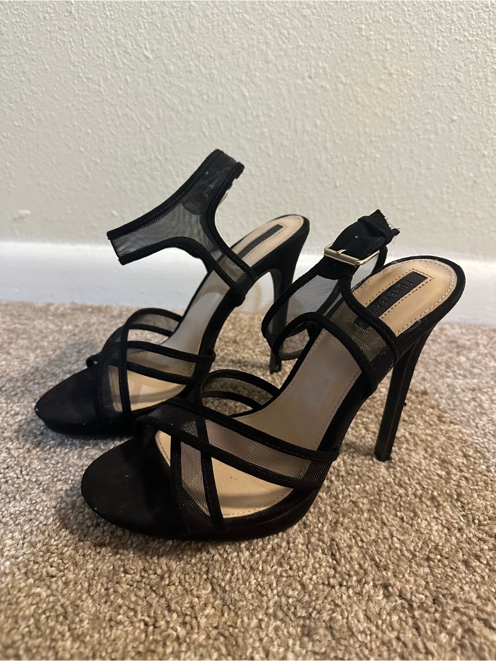 Forever 21 Black Mesh Heels